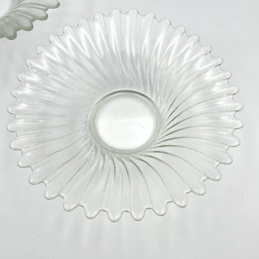 Vintage‎ Clear Swirl Glass Votive Candle Holders Set of 2 5.75